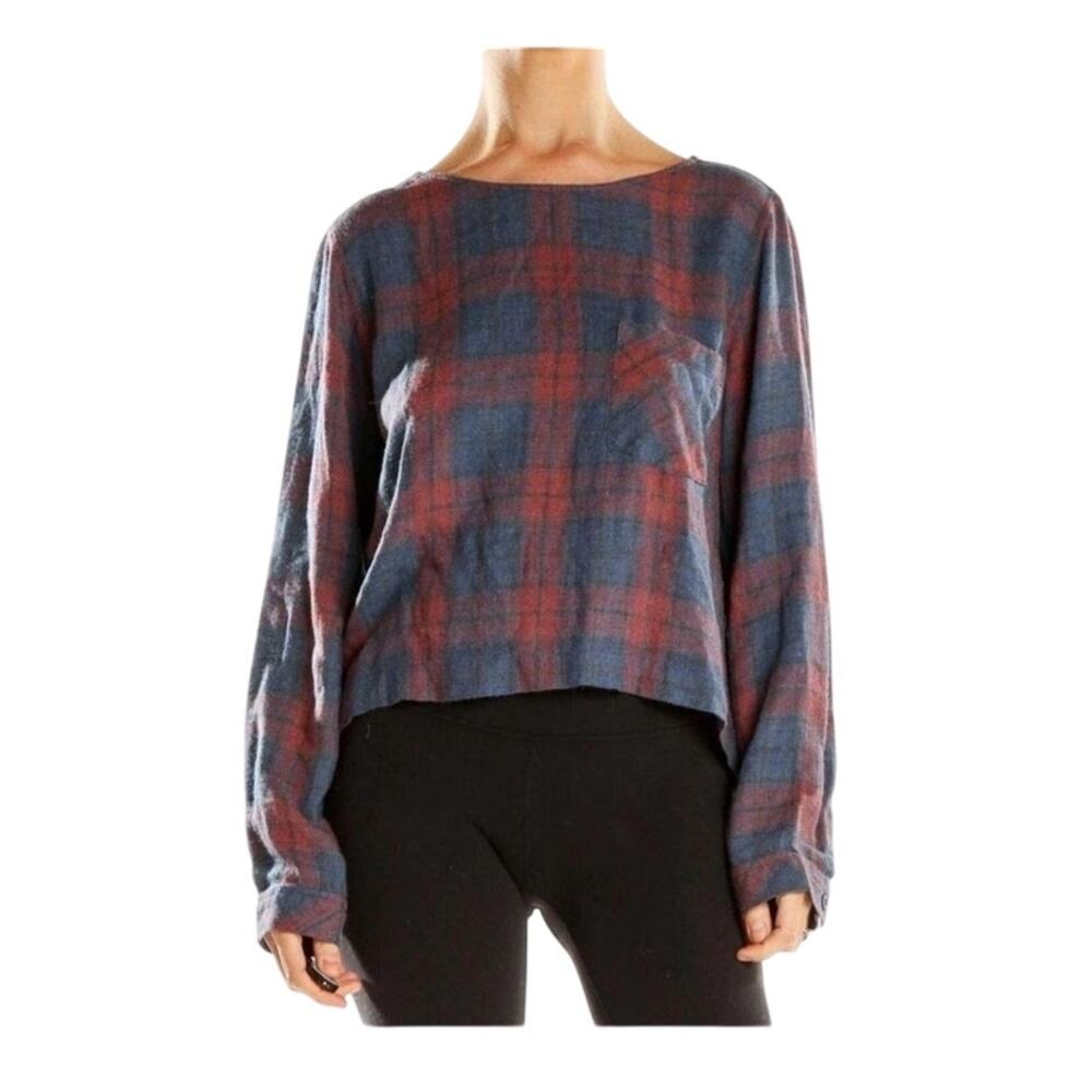 Anthropologie Cloth & Stone Plaid Top - Small